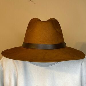 La Morena Brown Wide-Brim Fedora Hat Size L
